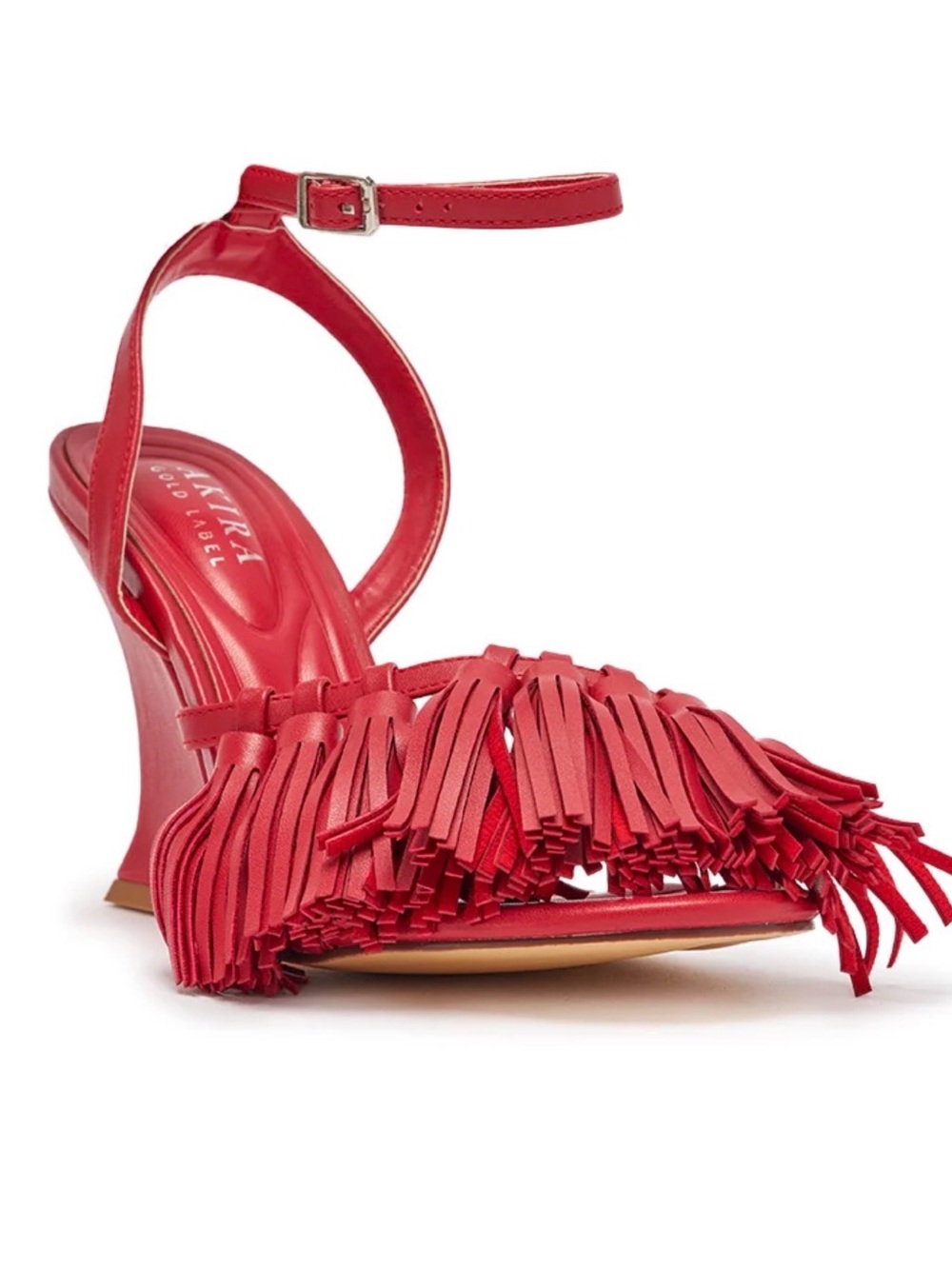 New in Box Akira Azalea Wang Red fringe wedges size 8